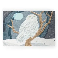 Sewzinski Snowy Owl At Night Welcome Mat - Society6 -Deny Designs GUEST 091506f7 cae4 4d5d 9dce d716981091b2