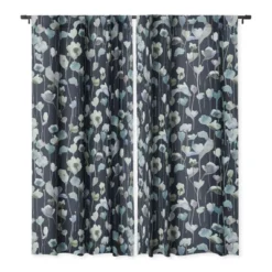 Ninola Design Watery Abstract Flowers Navy 84" X 50" Single Panel Blackout Window Curtain - Deny Designs -Deny Designs GUEST 0fad082c 6bce 4892 9351 ed5f58279eb3