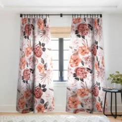 Marta Barragan Camarasa Terracotta Flowered Garden Single Panel Sheer Window Curtain - Deny Designs -Deny Designs GUEST 134e16b6 bce6 4bff 91b7 55d2109b9149
