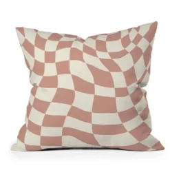 Little Dean Checkers Coral Summer Beach Outdoor Throw Pillow Pink - Deny Designs -Deny Designs GUEST 145901a2 b28c 4ad6 8fc3 0b587701816a
