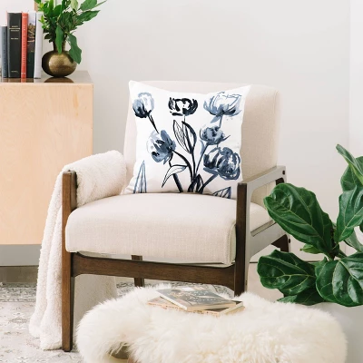 16"x16" Alison Janssen Peonies Square Throw Pillow Blue - Deny Designs 3 16"x16" Alison Janssen Peonies Square Throw Pillow Blue - Deny Designs