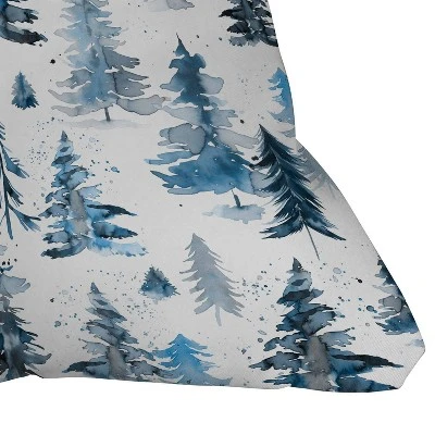 16"x16" Ninola Design Watercolor Pines Spruces Square Throw Pillow Blue - Deny Designs 4 16"x16" Ninola Design Watercolor Pines Spruces Square Throw Pillow Blue - Deny Designs - Image 2