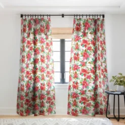 Ninola Design Poinsettia Holiday Flowers Single Panel Sheer Window Curtain - Deny Designs -Deny Designs GUEST 1dc7f543 b657 4b12 8a5a 5abf91fc2130