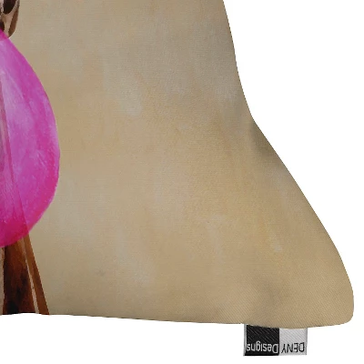 Tan Coco De Paris Clever Giraffe With Bubblegum Throw Pillow (20"x20") - Deny Designs 3 Tan Coco De Paris Clever Giraffe With Bubblegum Throw Pillow (20"x20") - Deny Designs