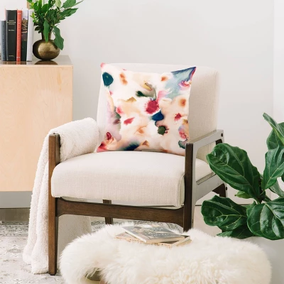 16"x16" Ninola Design Abstract Watercolor Mineral Square Throw Pillow Pink - Deny Designs 3 16"x16" Ninola Design Abstract Watercolor Mineral Square Throw Pillow Pink - Deny Designs