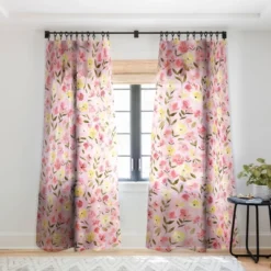 Ninola Design Fresh Flowers Pink Single Panel Sheer Window Curtain - Deny Designs -Deny Designs GUEST 4a86e6ab 9572 438b a5c9 089b84c0220f