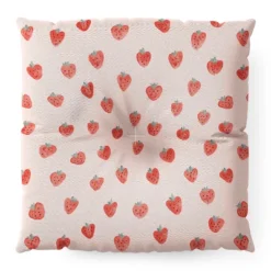 Emanuela Carratoni Strawberries On Pink Square Floor Pillow - Deny Desings