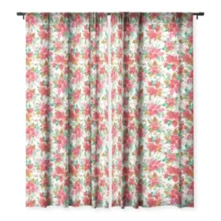 Ninola Design Poinsettia Holiday Flowers Single Panel Sheer Window Curtain - Deny Designs -Deny Designs GUEST 587c637c a0df 4ef5 8719 61df2c4edbcf