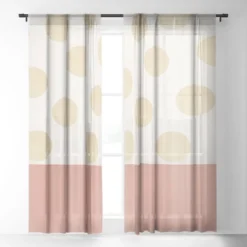 Georgiana Paraschiv Minimal Gold Dots Single Panel Sheer Window Curtain - Deny Designs