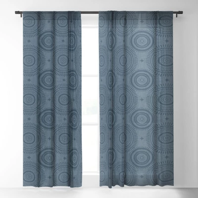 Little Arrow Design Co Boho Sun And Stars Dark Blue Single Panel Sheer Window Curtain - Deny Designs 3 Little Arrow Design Co Boho Sun And Stars Dark Blue Single Panel Sheer Window Curtain - Deny Designs