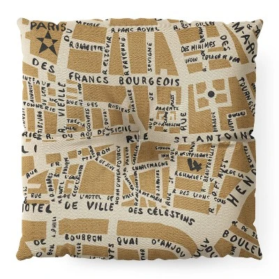Holli Zollinger PARIS MAP RUSTIC Square Floor Pillow - Deny Desings 3 Holli Zollinger PARIS MAP RUSTIC Square Floor Pillow - Deny Desings