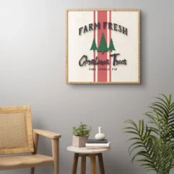 30" X 30" Monika Strigel Farmhouse Shabby Sign Fresh Trees Bamboo Framed Wall Art - Deny Designs -Deny Designs GUEST 621a326d 7359 4390 996a 6c7ae2d95b48