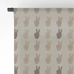 Iveta Abolina Peace Hands Tan 120" X 50" Single Panel Sheer Window Curtain - Deny Designs -Deny Designs GUEST 62bf8c03 d55e 4429 a15b d3e2fd0f2d83