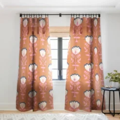 Schatzi Brown Norr Flower Orange Single Panel Sheer Window Curtain - Deny Designs -Deny Designs GUEST 6768cd86 bd97 46ca a6e4 25e2359912e3