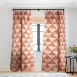 June Journal Triangular Lines In Terracotta Single Panel Sheer Window Curtain - Deny Designs -Deny Designs GUEST 6a918534 6316 477e 9831 10cc1ff608bf