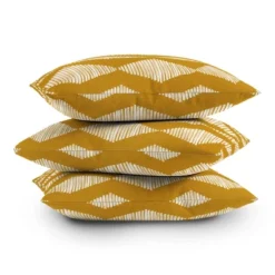 16"x16" Leah Keggi Acoustic Wave Mustard Square Throw Pillow White - Deny Designs -Deny Designs GUEST 6aadd972 0601 43b5 8991 57347946ceaf