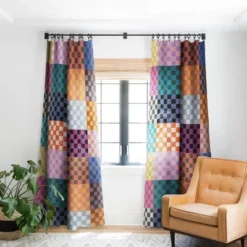 Schatzi Brown Alice Check Multi 84" X 50" Single Panel Blackout Window Curtain - Deny Designs -Deny Designs GUEST 6f3b7a33 dec8 48cb a0dd 75c35dce19a7