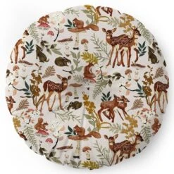 Marta Barragan Camarasa Fawns In The Autumn Forest Round Floor Pillow - Deny Desings