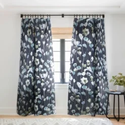 Ninola Design Watery Abstract Flowers Navy Single Panel Sheer Window Curtain - Deny Designs -Deny Designs GUEST 7e3fbd38 9e71 4c99 ad87 9e2dec802efa