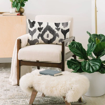 Natalie Baca Painterly Flower Ikat Lumbar Throw Pillow Black - Deny Designs 3 Natalie Baca Painterly Flower Ikat Lumbar Throw Pillow Black - Deny Designs