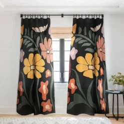 Miho TROPICAL Floral Night Single Panel Sheer Window Curtain - Deny Designs -Deny Designs GUEST 84b7fbcd 69c6 4d36 a89e 592d221ada68