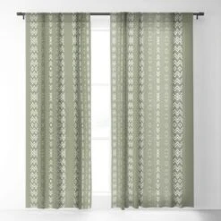 Sheila Wenzel Ganny Sage Minimalist Mudcloth Single Panel Sheer Window Curtain - Deny Designs