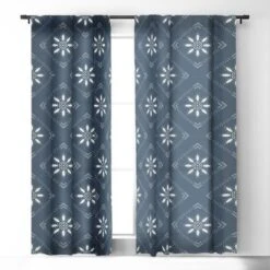 CoastL Studio Scandinavian Classic Blue 84" X 50" Single Panel Blackout Window Curtain - Deny Designs