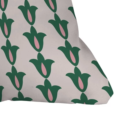 Maritza Lisa Retro Green Floral Pattern Square Throw Pillow Green - Deny Designs 4 Maritza Lisa Retro Green Floral Pattern Square Throw Pillow Green - Deny Designs - Image 2