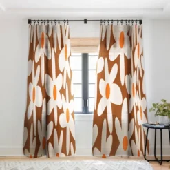 Kierkegaard Design Studio Daisy Time Retro Floral Pattern Single Panel Sheer Window Curtain - Deny Designs -Deny Designs GUEST 98560026 73f2 4db0 92e8 92e135d4ead8