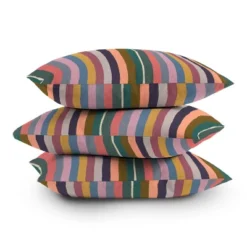 16"x16" Yvonne Z Studios Muted Color Striped Joy Square Throw Pillow Green - Deny Designs -Deny Designs GUEST 9ae0263a ed45 433b b7c0 371dfb785bfa