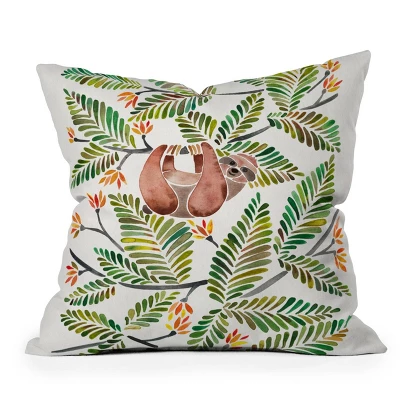 Cat Coquillette Happy Sloth Tropical Rainforest Outdoor Throw Pillow Green - Deny Designs 6 Cat Coquillette Happy Sloth Tropical Rainforest Outdoor Throw Pillow Green - Deny Designs - Image 4