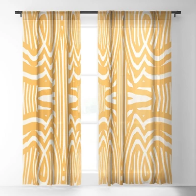 Little Dean Yellow Mustard Boho Stripe Single Panel Sheer Window Curtain - Deny Designs 3 Little Dean Yellow Mustard Boho Stripe Single Panel Sheer Window Curtain - Deny Designs