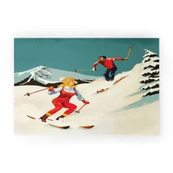 The Whiskey Ginger Retro Skiing Couple Welcome Mat - Society6 -Deny Designs GUEST a95d991a 0e3d 4492 8a4e d5fac323fb38