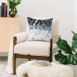 26"x26" Elisabeth Fredriksson Soft Blue Gradient Cubes Square Throw Pillow - Deny Designs