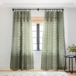 Sheila Wenzel Ganny Sage Minimalist Mudcloth Single Panel Sheer Window Curtain - Deny Designs -Deny Designs GUEST acfa3e58 250a 4383 b0b3 bf95aec05fe6