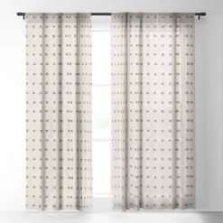 Urban Wild Studio Desert Check Small Charcoal Single Panel Sheer Window Curtain - Deny Designs