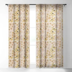 Urban Wild Studio Black Coffee Morning Tan Single Panel Sheer Window Curtain - Deny Designs