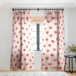 Emanuela Carratoni Strawberries On Pink Single Panel Sheer Window Curtain - Deny Designs -Deny Designs GUEST ba3d2305 f9d1 491f bf9a a689eff1802d