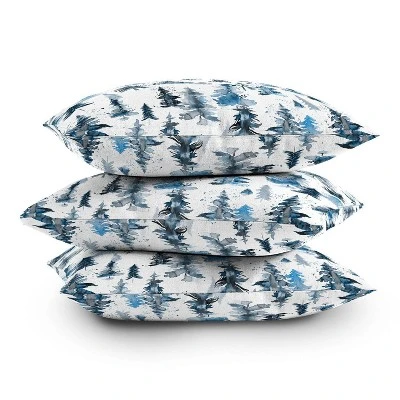 16"x16" Ninola Design Watercolor Pines Spruces Square Throw Pillow Blue - Deny Designs 5 16"x16" Ninola Design Watercolor Pines Spruces Square Throw Pillow Blue - Deny Designs - Image 3