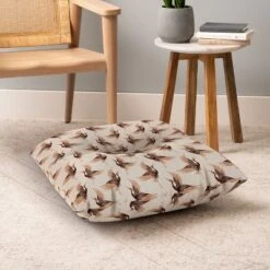 Iveta Abolina Terracotta Cranes Cream Square Floor Pillow - Deny Desings -Deny Designs GUEST bde49797 a6ea 4817 9f4e 8b94633ba55f