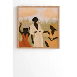 Nawaalillustrations Lemon Picking Framed Wall Art Bamboo - Deny Designs -Deny Designs GUEST be69d9d9 7f4e 4458 9738 43d886e70c44