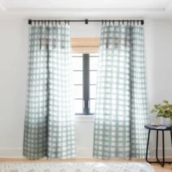 Little Arrow Design Co Watercolor Plaid Dusty Blue Single Panel Sheer Window Curtain - Deny Designs -Deny Designs GUEST c6082379 f98e 4ecd a9dc 75191f1ccac7