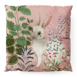 Pimlada Phuapradit Backyard Bunny Square Floor Pillow - Deny Designs