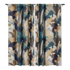 Ninola Design Artistic Texture Blue Gold 84" X 50" Single Panel Blackout Window Curtain - Deny Designs -Deny Designs GUEST cfe9b759 fd04 46ae 9c20 eea69caa5ab6