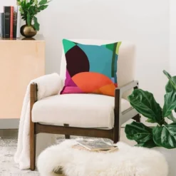 16"x16" By Brije Sunsets Geometric Abstract Square Throw Pillow Pink/Green - Deny Designs