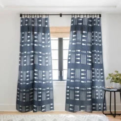CoastL Studio Mudcloth Classic Blue Single Panel Sheer Window Curtain - Deny Designs -Deny Designs GUEST d6e0ffc2 da86 4a9b 8ed9 62d33d3213e4