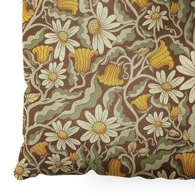 Sewzinski Retro Flowers On Brown Square Floor Pillow - Deny Desings 4 Sewzinski Retro Flowers On Brown Square Floor Pillow - Deny Desings - Image 2