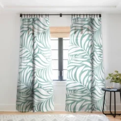 Heather Dutton Flowing Leaves Seafoam Single Panel Sheer Window Curtain - Deny Designs -Deny Designs GUEST d9c6391a 6282 4f74 8d16 841e26f5315d