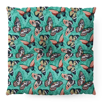 Heather Dutton Mariposa Boho Butterflies Aqua Square Floor Pillow - Deny Desings 3 Heather Dutton Mariposa Boho Butterflies Aqua Square Floor Pillow - Deny Desings