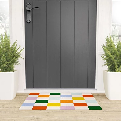 Lane And Lucia Retro Rainbow Checkerboard Welcome Mat - Society6 3 Lane And Lucia Retro Rainbow Checkerboard Welcome Mat - Society6